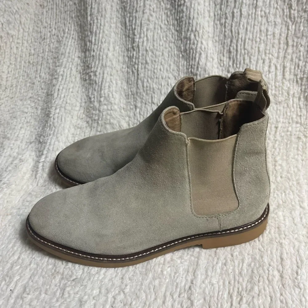 Steve Madden Men’s Highline Leather Suede Khaki Chelsea Boots SZ8M